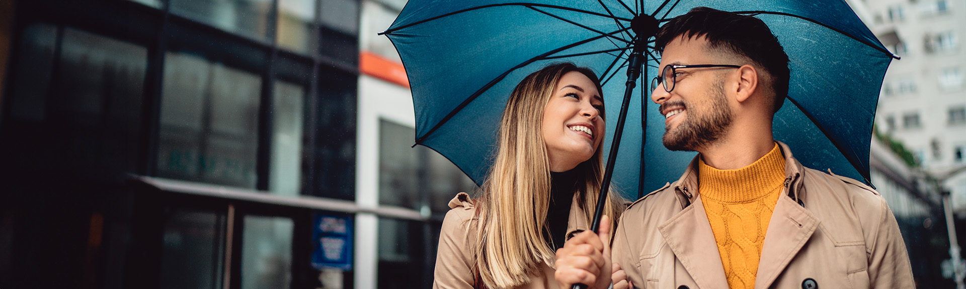 A couple with an unbrella